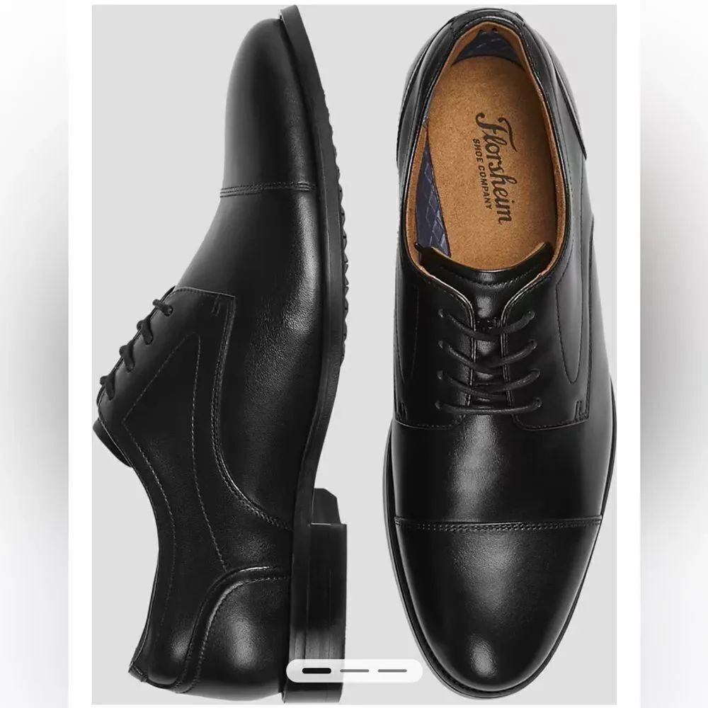 Men's Floresheim Francisco Cap-Toe Oxfords Black Leather Dress Shoes